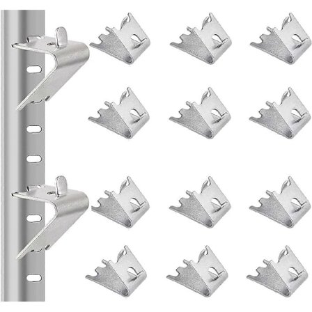 12 stk. Frysehyldeklemmer Rustfrit Stål Køleskabshyldeholder 1,5 mm Tykkere Sølv Køleskabshyldeholder til Køleskab, Fryser_Gave