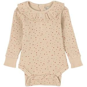 Piupiuchick Printed Ribbed Baby Body Taupe 12 Months - All in ones - 12 months - Beige