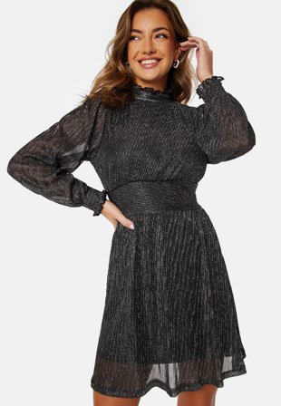 VERO MODA Amaze LS Short Dress Black Detail: Silver Klær