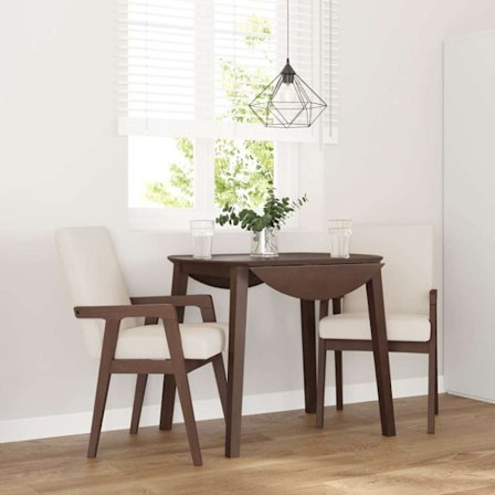 Matstolar med dynor 2 st, brunt massivt trä gummi