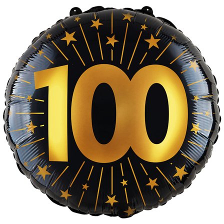 Folieballong med Stjerner og Tallet 100