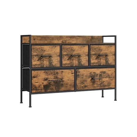 Rootz byrå med 4 lådor - Förvaringsskåp - Kommod - Spånskiva & MDF - Stålram - Vintage Brun & Ink Black - 29cm x 98,2cm x 70cm
