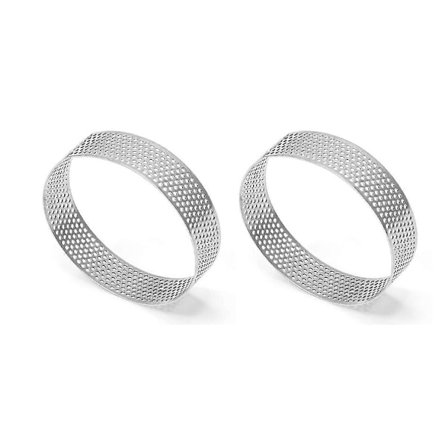 Tærtering i rustfrit stål Tærteform Kage Mousse Forme Småkager Konditori Cirkel Udskærer Tærte Perforeret Bageværktøj 9cm