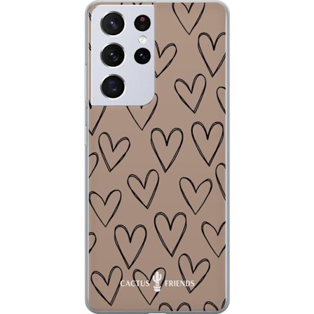 Kompatibel Mobilcover til Samsung Samsung Galaxy S21 Ultra 5G Cactus and Friends - Earthy Sketch Hearts