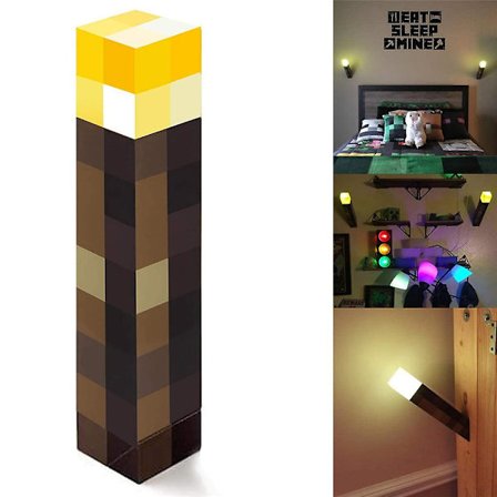Minecraft Spil Fakkel Lampe Led Natlys USB Genopladelig Boligindretning Gaver