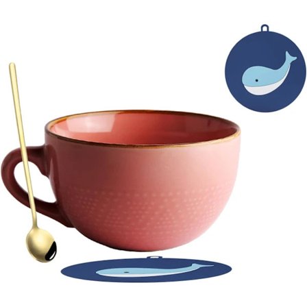 【PP】700 ML Stort Keramisk Kaffekrus, Korn Soppekrus/Kaffekrus/Salatskål (uten Underlag og Skje)