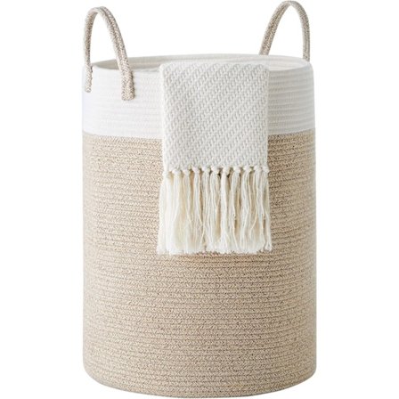 Bomuldsreb Vasketøjskurv af YOUDENOVA, 43L - Vævet Sammenklappelig