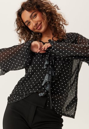 BUBBLEROOM Mesh Frill Top Black/Dotted XS