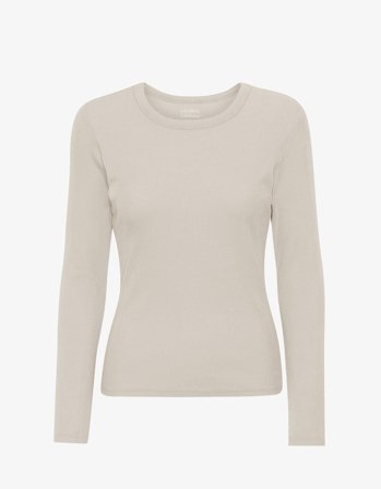 Women Organic Rib LS T-Shirt - Ivory White - XL