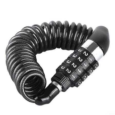 Moottoripyöräkypärän lukitusketju 4-numeroisella yhdistelmällä, 1,5 m teräsvaijeri PVC-pinnoitteella, säänkestävä (FMY)