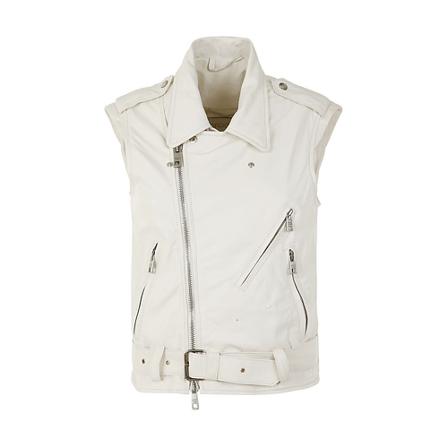 Giorgio Brato, Long Leather Gilet Wit, Dames, Maat:S