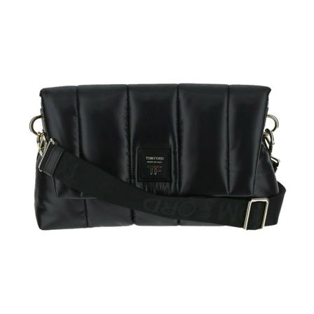 Tom Ford, Quilted Nylon Puffy Medium Label Bag Czarny, Kobieta, Rozmiar: ONE Size