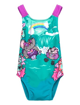 Speedo Girls Learn To Swim Printed Crossback - Blue - 80-84