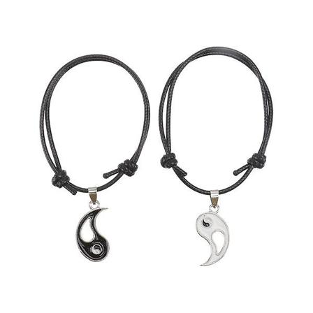 Par-armbånd Stilige Håndledds Smykker Stilige Armbånd Vennskap Håndleddskjede BFF Armbånd Venner Ma Black 18x2.4cm
