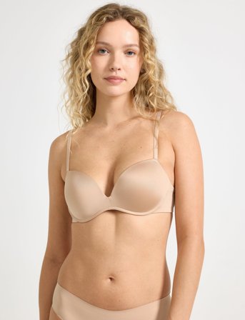 Lindex Bra Wirefree Push Shiny Micro - Beige - B x 80