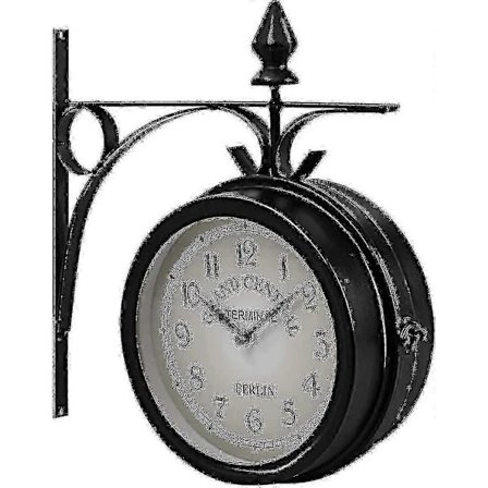 33 x 30 x 10 cm Dobbeltsidig Veggklokke - Stasjonsklokke Hageklokke