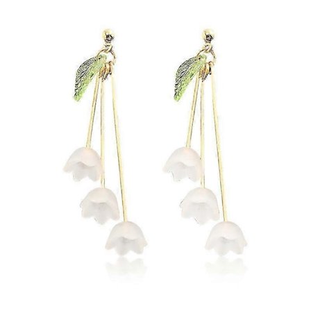 Moderne Plante Lilje Blomster Hængeøreringe til Kvinder Trendy Kvaster Øreringe Kronblad Lange Dråbeøreringe Elegant Smykke