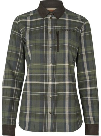 Härkila W's Pajala Long-Sleeved Shirt Olive Check - Flanellskjorter