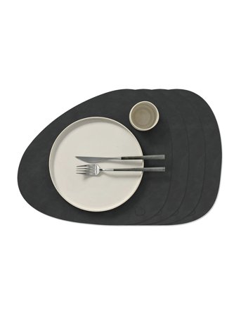 LIND DNA 4-Set Dækkeserviet Curve L Nupo - Black - 37X44CM