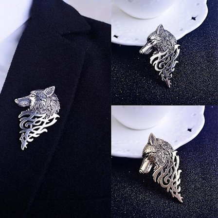 2 stk Vintage Ulv Brosje Nål Badge Lapel Nål Skjorte Dress Mann Smykker Gave