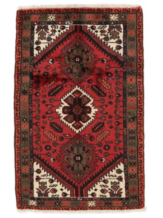 Hand Knotted Persian Hamadan Rug 73X114 Black/Dark Red