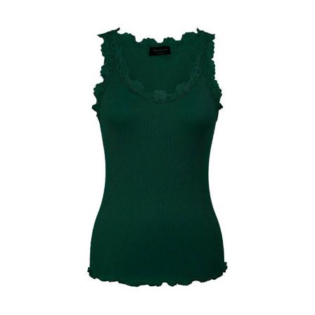 Rosemunde Rosemunde Silk Top Regular w/Vintage Lace - Deep Sea Grøn, Dame