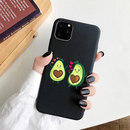 iPhone 12 & 13 Pro Max Mini case avocado med kerne og hjerter