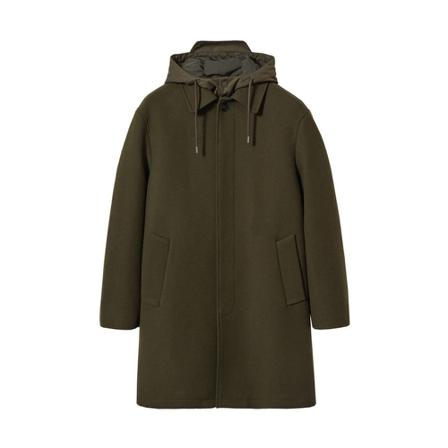 Mango Detachable hood wool Kappa grön, Herr Rockar, Herr, Storlek: S