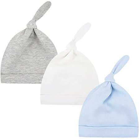 3 st babybåge hatt 0 - 6 månader (grå, vit, himmelsblå) Nyfödd b