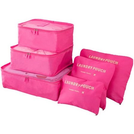 6-pack resväska Organizer Resekläder (rosa)