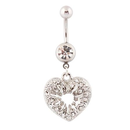 Navelpiercing Hjärta / Rhinestone Och Kirurgiskt Stål Silver