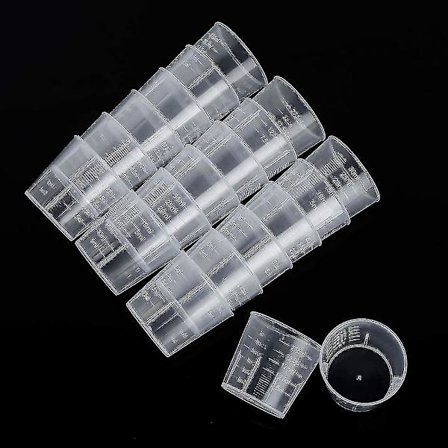 100 stk. 30 ml lite målebeger med skala for måling av PP-kopp plast med lokk eksperimentelt målebeger skala rent tomt beger