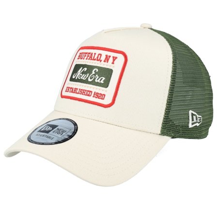 New Era - Grön trucker Keps - Patch Buffalo NY Off White/Forrest Green A-Frame Trucker @ Hatstore
