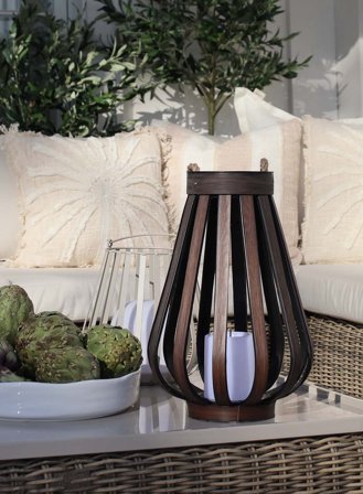 Lykt i tre solcelle - brun