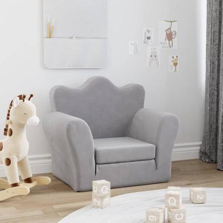 Vidaxl Barnsoffa Ljusgrå Mjuk Plysch Grå