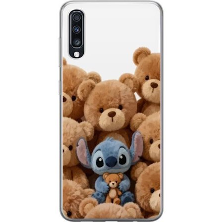 Kompatibel Mobilcover til Samsung Samsung Galaxy A70 Sød og sikker illustration med Stitch omgivet af bamser, der skaber en varm og legende følelse