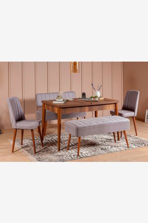 Hanah Home - Setti, jossa pöytä ja tuolit Mina (5 osaa) - Ruskea - Ruokailuryhmät - - Homeroom