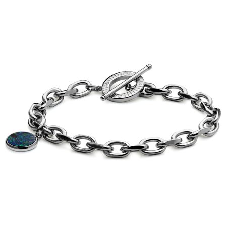 Atlas | Pulsera de acero plateado con colgante de azurmalaquita para hombres - Pulseras de acero