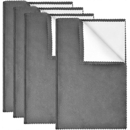 4 stk. Smykkepuds Klud Stor 10'' x 12'' til Sterling Sølv Smykker Guld, Diamant, Platin, Ædelstene, Mønter (Mørkegrå)