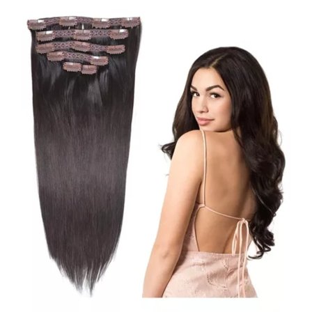 Tic Tac Hår av Menneskehår 100% Naturlig Mørk Brun 45cm 70g