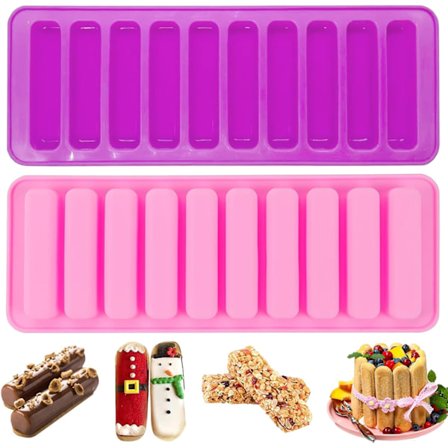 2-delat silikonbakform med 10 hålrum, non-stick, för granola bars, chokladkakor, muffins