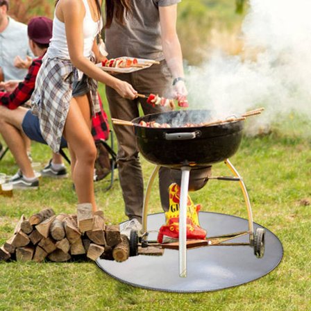 Eldfast matta silver rund silikonfiber flamskyddande brandfilt fältgrill brandsäker duk
