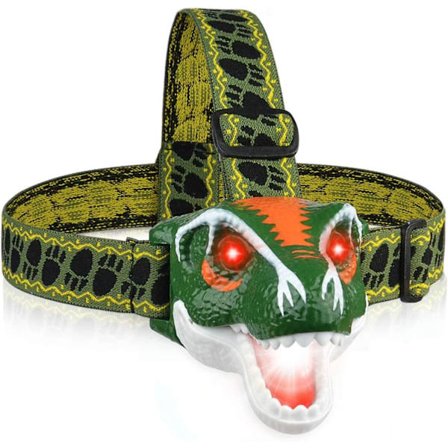 Huvudlampa LED strålkastare pannlampa dinosaurie leksaker LED pannlampa ficklampa för barn realistiska dino bröl ljud 3 lägen