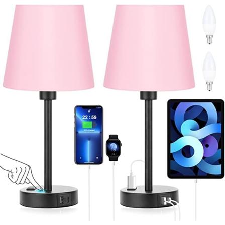 American touch USB A+C nattbordsstudie varm ny skrivebordslampe - Perfet 1 pink single