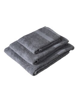 Ensfargede frottéhåndkle i økologisk bomull Mørk grå