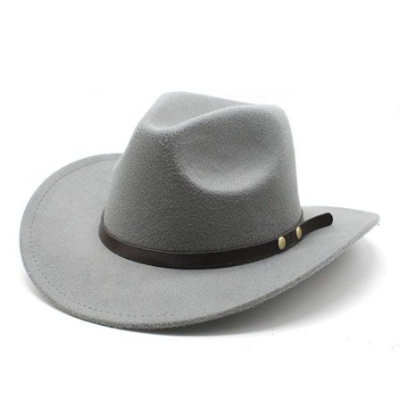 Amerikansk Western Cowboyhatt Filthatt For Menn Og Kvinner Ridehatt Rullet Brem Imitert Ull Jazzhatt Cowboyhatt Grå