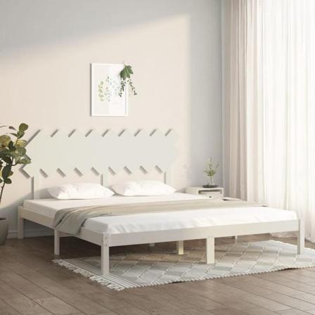 Vidaxl Sängram Vit 180x200 Cm Massivt Trä Vit