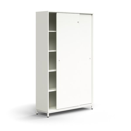 Schiebetürenschrank QBUS, abschließbar, 2020x1200x400 mm, weiß