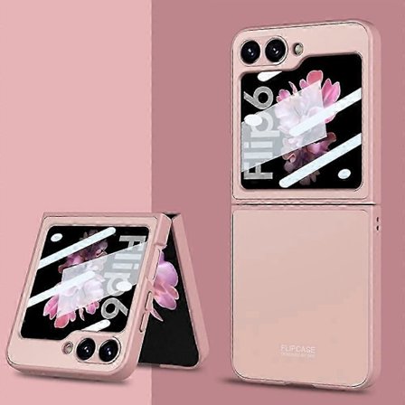 Skal för Samsung Galaxy Z Flip 6 med inbyggt skärmskydd, Slim Fit Lättviktigt Hudkänsla Hårt PC Stöttåligt Skal