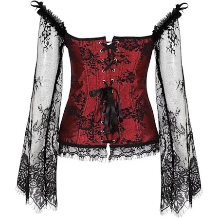 Korsetter för kvinnor Overbust Bustier Top Gothic Sexy Shoulder